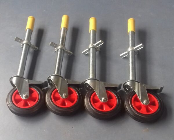 Rubber wiel met stalen spindel